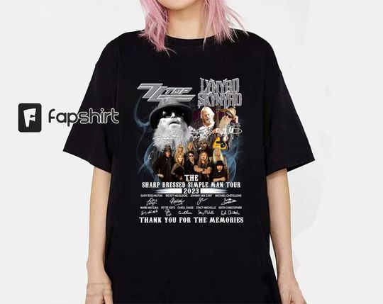 The sharp dressed simple man tour zz top lynyrd skynyrd signatures 2023 Shirt