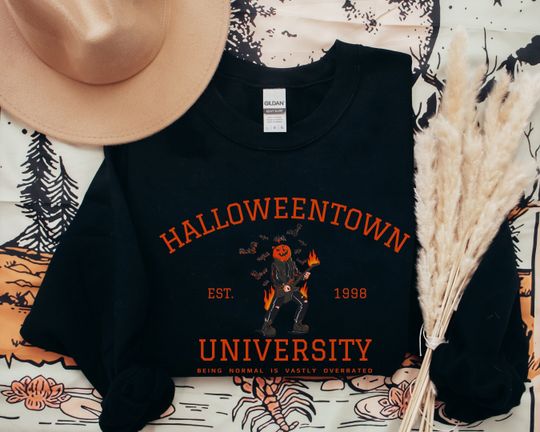 Halloweentown University Est 1998 Varsity Sweatshirt Unisex, Cute Fall Crewneck, Pumpkin Sweatshirt, Halloween Crewneck, Disney, Retro