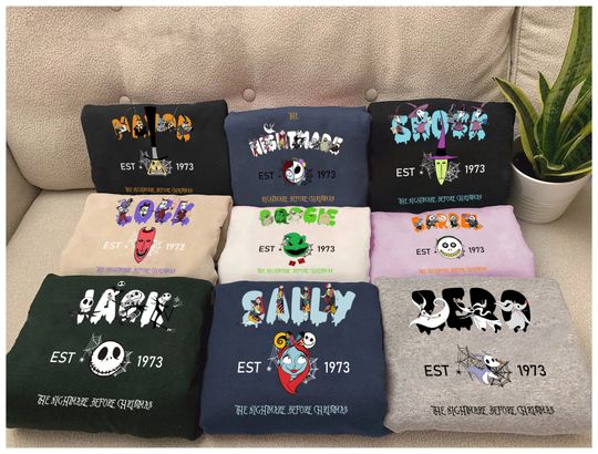 Nightmare Before Christmas Sweatshirt, Nightmare Characters Shirt, Jack and Sally, Jack Skellington, Oogie Boogie, Disneyland Halloween Gift