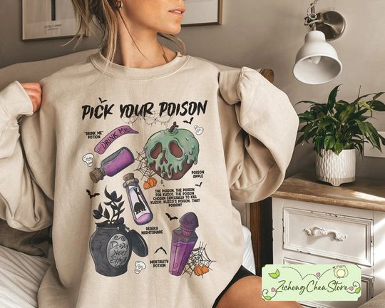 Pick Your Poison Sweatshirt, Disney Villain Hoodie, Disney Villains Poison Halloween shirt, Disneyland Halloween Family Shirt, DL-170703
