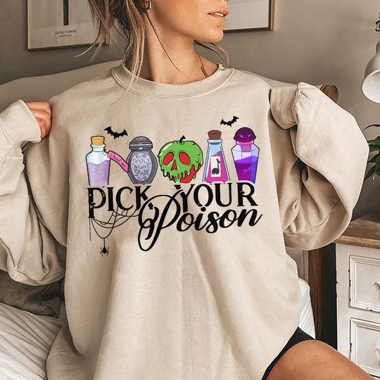 Disney Villains Sweatshirt, Pick Your Poison Sweatshirt, Disney Halloween Sweatshirt, Pick Your Poison Shirt, Kuzco Poison Shirt, DL-080701