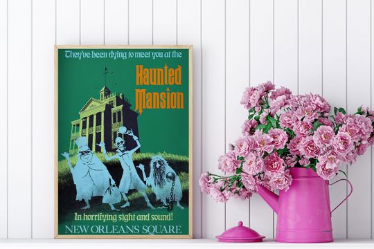 Vintage Disneyland The Haunted Mansion Attraction Halloween Poster
