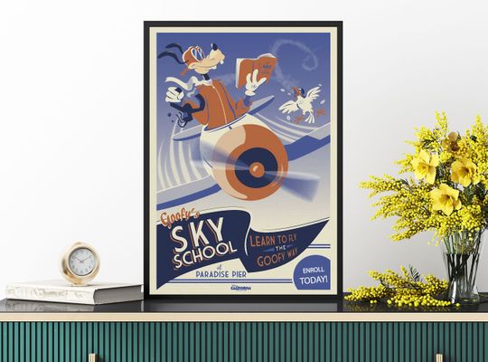 Goofys Sky School Poster, Vintage Disney World Poster