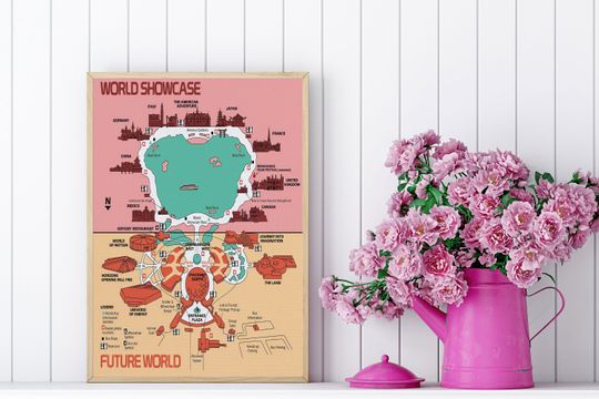 Disney Epcot Map Poster, World Showcase Disney Poster