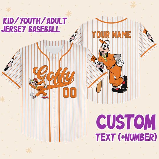 Personalize Disney Goofy Play Baseball Orange Baseball Jersey