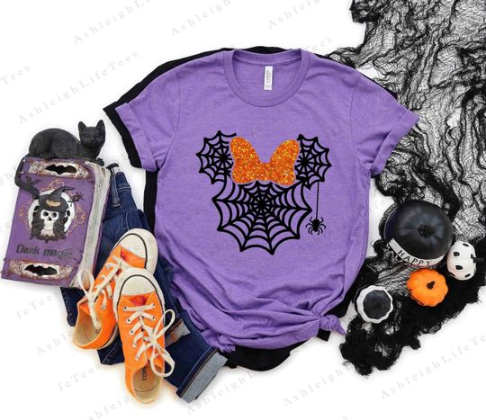 Minnie Mouse Spider Web Halloween Shirt, Disney Halloween Shirt, Minnie Mouse Halloween Shirt, Mickey Halloween Tee,Halloween Spider Web Tee