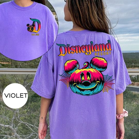 Retro Disneyland Halloween  Shirt, Disneyworld Halloween 2 Side Shirt, Mickey Pumpkin Tee, Mickey Spooky Season Shirt