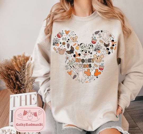 Disney Spooky Vibes Sweatshirt, Mickey Ghost Halloween Shirt