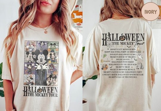 Retro Disney Halloween The Mickey Tour Shirt, Disney Two-sided Mickey Eras Tour Tee