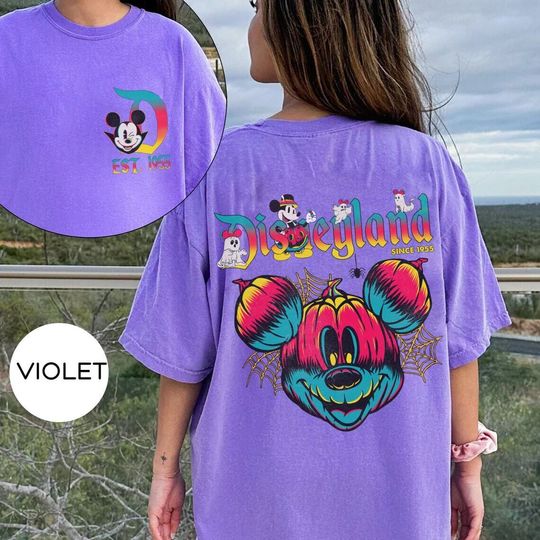 Retro 1955 Disneyland Halloween Shirt, Mickey Pumpkin Halloween 2 Side Shirt, Mickey Halloween Shirt