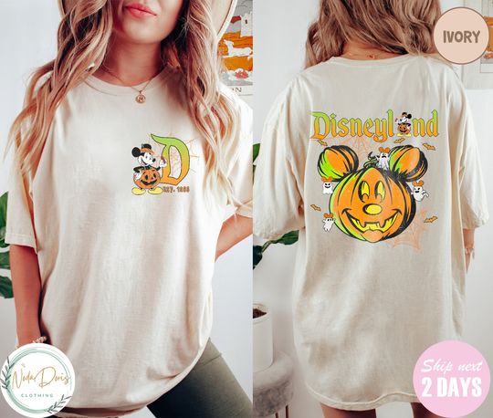 Vintage Disneyland Halloween 2 Side Shirt, Disney Mickey Pumpkin Halloween, Spooky Season Halloween Tee