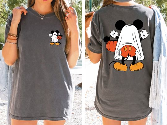 Disney Halloween 2 Sided  Shirt,Mickey Halloween Shirt,Mickey Halloween Couple Shirt,Ghost Mickey t-shirt