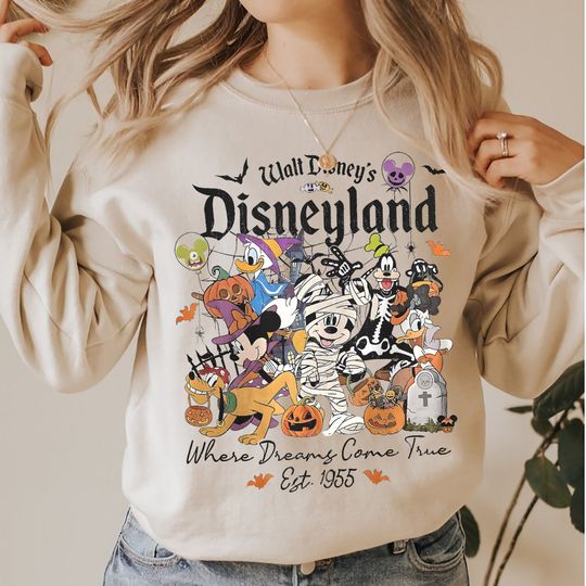 Vintage Disneyland Halloween Sweatshirt, Disneyworld Halloween Sweatshirt, Mickey and Friend Skeleton Shirt, Disney Halloween Group Shirt