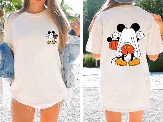 Disney Halloween 2 Sided  Shirt, Mickey Halloween Shirt, Mickey Ghost Shirt