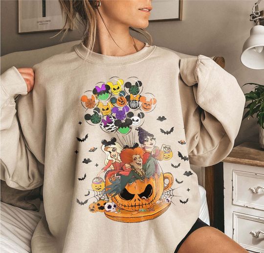 Retro Hocus Pocus Teacup Balloon Sweatshirt, Sanderson Sisters T-shirt, Disney Witch Tee, Disney Halloween Trip, Disney Balloon Shirt