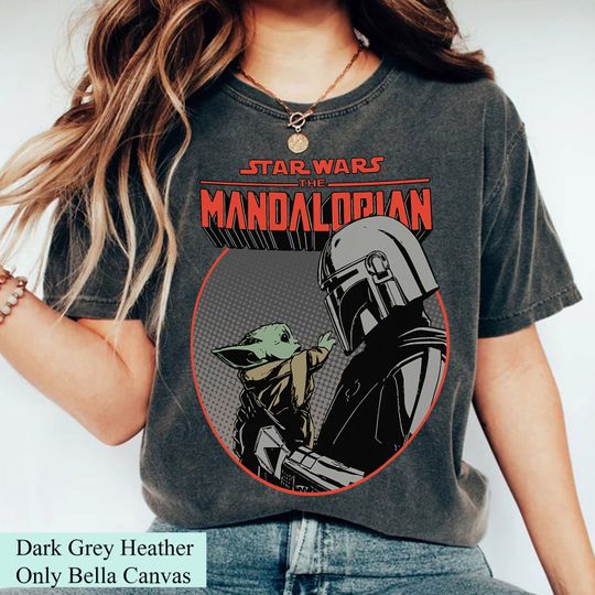 Retro Star Wars The Mandalorian Mando And The Child Unisex T-Shirt, Galaxy's Edge Tee, Disneyland Vacation Tee, Star Wars Land Halloween Tee