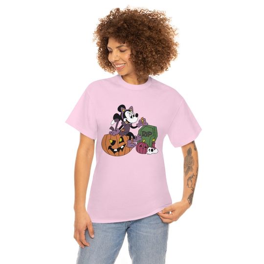Disney Halloween Shirt featuring Minnie Mouse dressed as a cat - Adult Unisex Heavy Cotton Graphic Tee - Kids sizes available