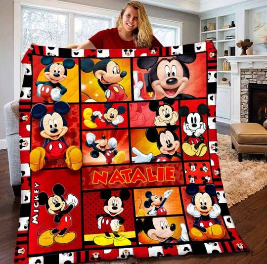 Mickey And Friends Fleece Blanket, Disney Blanket, Minnie Mickey Mouse Gifts, Disney Baby Blanket