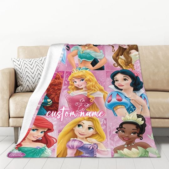 Custom Name Disney Princess Blanket, Gift For Daughter