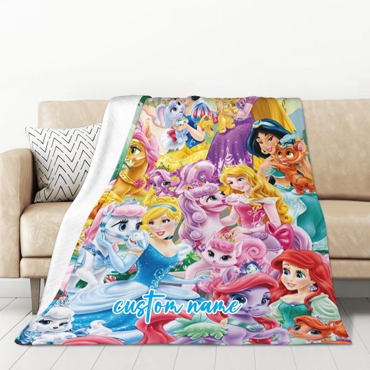 Custom Name Disney Princess Blanket, Gift For Daughter