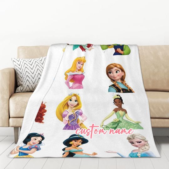 Custom Name Disney Princess Blanket, Gift For Daughter