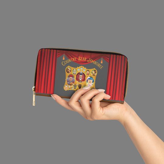 Disney Country Bear Jamboree Vegan Leather Zipper Wallet, Disney Checkbook Wallet