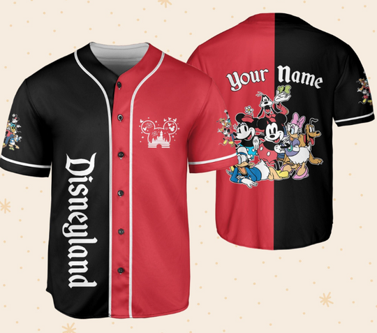Personalized Disneyland Vintage Mickey Mouse Characters Baseball Jersey