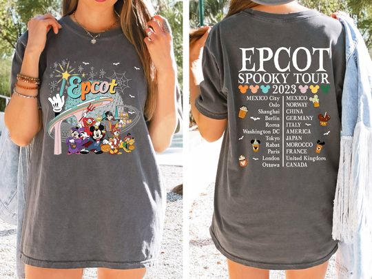 Epcot Halloween Spooky Tour 2023 Shirt, Disney Epcot World Tour Halloween T Shirt
