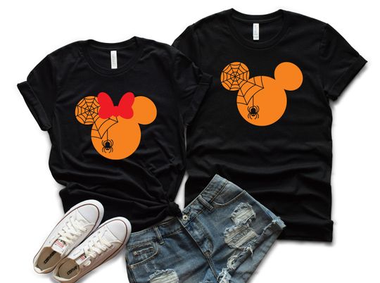 Spider Web Minnie & Mickey Unisex T-shirts, Disney Halloween