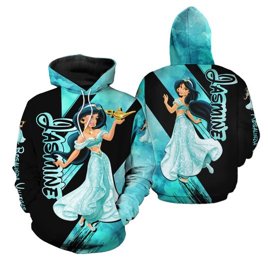 Christmas Gift, Personalized Jasmine 3D Hoodie, Disney Princess Christmas Hoodie