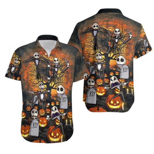 Jack Skellington Halloween Hawaiian Shirt, Disney Party Halloweeen Shirt, Vintage Nightmare