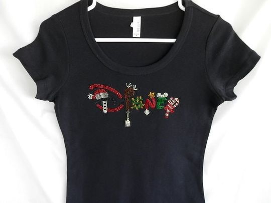 Disney Christmas Women's Rhinestone T-Shirt