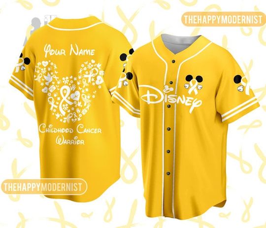 Custom Ddisney Childhood Cancer Awareness Baseball Jersey