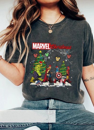 Superhero Christmas Shirts, Disney Avengers Abbey Road Christmas Shirt