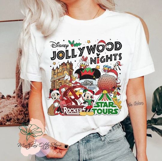 Vintage Disney Hollywood Studios Christmas Shirt, Disney Jollywood Nights Shirt