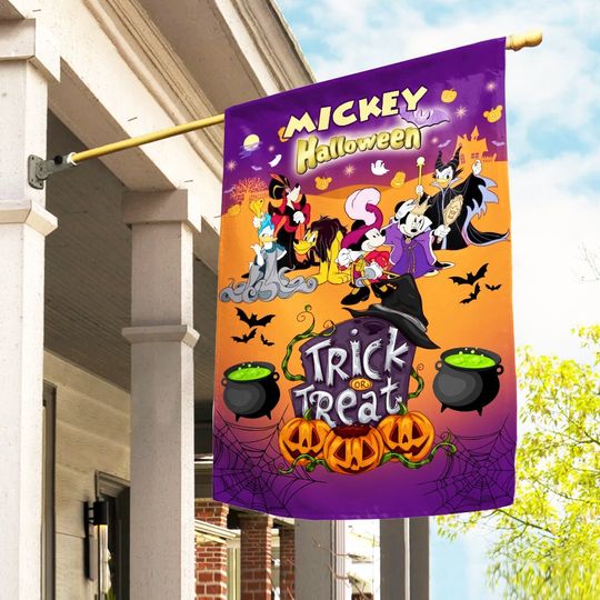 Disney Trick Or Treat Garden Flag, Mickey's Halloween Flag, Disney Candy Co, Spooky Vibes Decor, Flag for Halloween Decoration