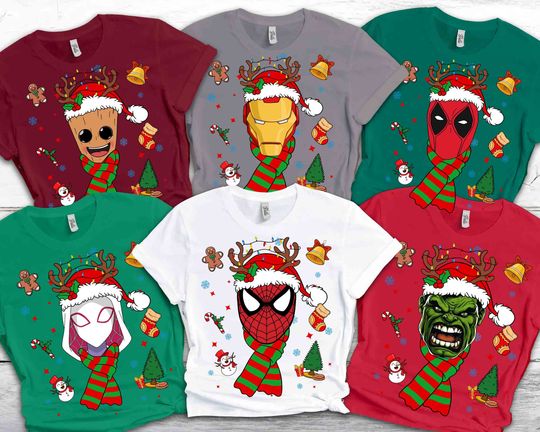 Marvel Characters Christmas Custom Disneyland Family Christmas Matching Shirt