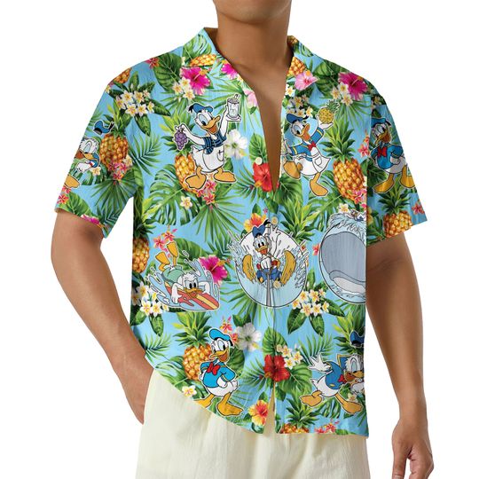 Disney Donald Duck Hawaii Shirt, Disneyland Button Up Shirt