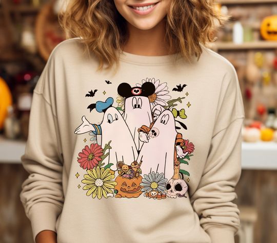 Disney Ghost Halloween Sweatshirt, Mickey and Friends Ghost Sweatshirt