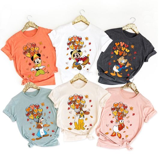 Discover Disney Thankful Autumn Tis The Season Shirt, Mickey and Friends Thanksgiving Shirt