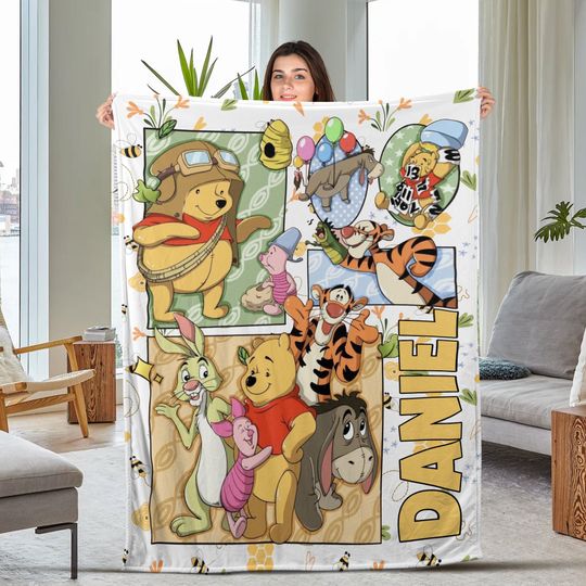 Discover Personalized Winnie The Pooh and Friends Blanket, Pooh Bear Blanket, Disney Pooh Characters