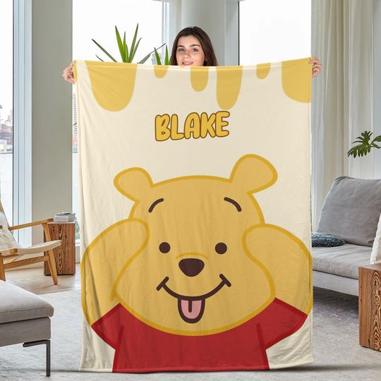 Personalized Cute Pooh Characters Blanket, Disney Winnie the Pooh Blanket