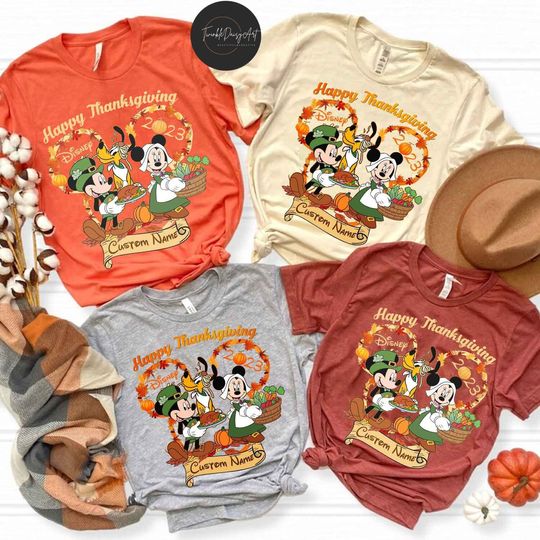 Personalized Mickey and Friends Thanksgiving shirts, Disney Thanksgiving Fall shirt