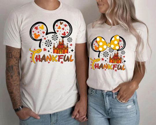 Discover Thankful Mickey And Minnie Disney Thanksgiving Personalized Shirt,Disney Thanksgiving shirts