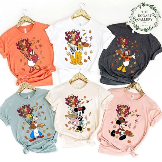 Mickey and Friends Disney Thanksgiving Balloons Shirt, Disney Thankful Autumn Tis The Season Shirt