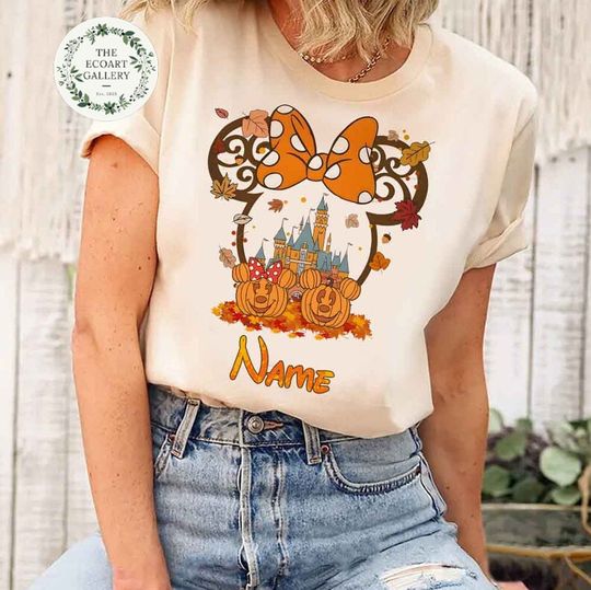 Discover Perosnalized Mickey Minnie Fall shirt, Disney Fall vibes shirt, Thanksgiving Disney shirt