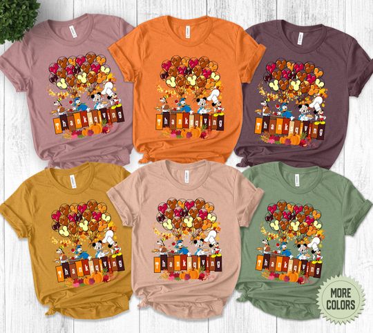 Discover Disney Thanksgiving Shirt, Mickey and Friends Thanksgiving Balloons Shirt