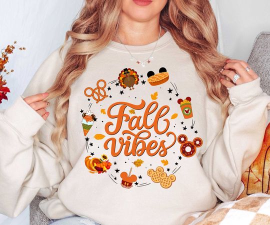 Fall Vibes Thanksgiving Disneyland Sweatshirt, Disney Fall Vibes Sweatshirt