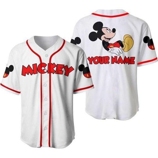 Mickey Mouse White Red | Disney Unisex Cartoon Graphic Casual