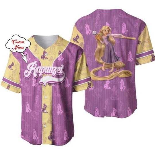 Rapunzel Princess Purple Yellow Patterns | Disney Custom Baseball Jersey